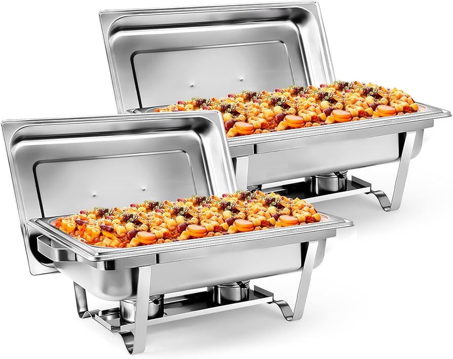 Nova Microdermabrasion 2 Pack Chafing Dish Buffet Set 8 Qt Stainless Steel Complete Chafer Set Catering Warmer Set with Water Pan, Fuel Holder for ...
