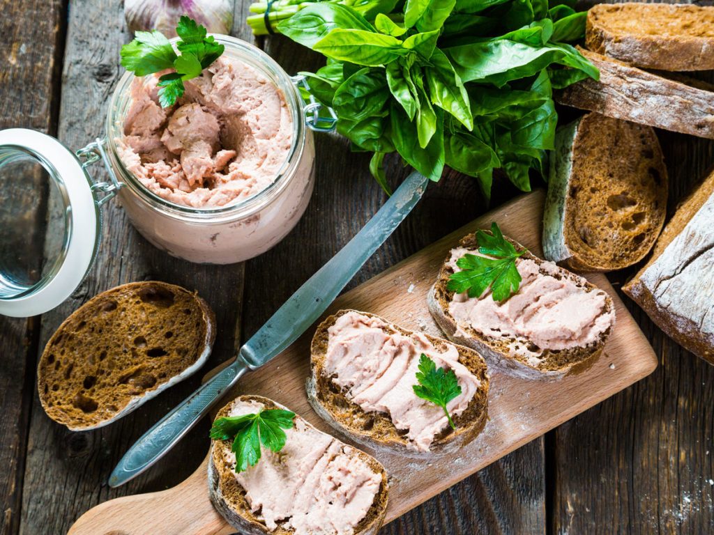 pate in a jar and sandwiches